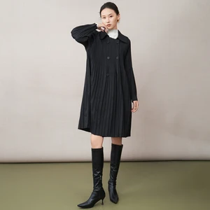 Wholesale Clothing Women's Fashion Coats British Style Mid-length Cardigans Miyake Pleated Coats