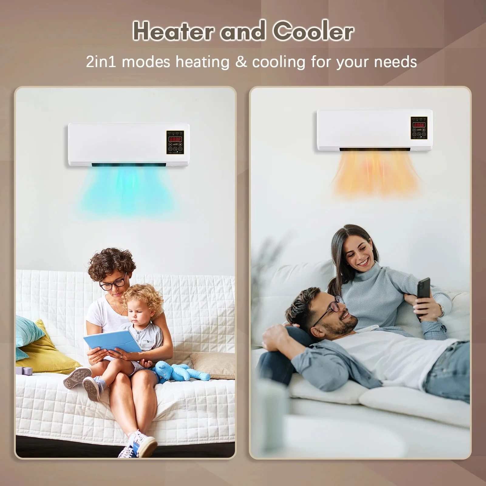 Cooling Heating Household Wall Hanging Air Conditioner Dual Use Wall  Mounted Air Conditioner With Digital Remote Control