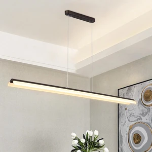 Modern Minimalist Art Strip LED Pendant Light Warm White Creative Scandinavian Design for Restaurant Hotel or Room Use