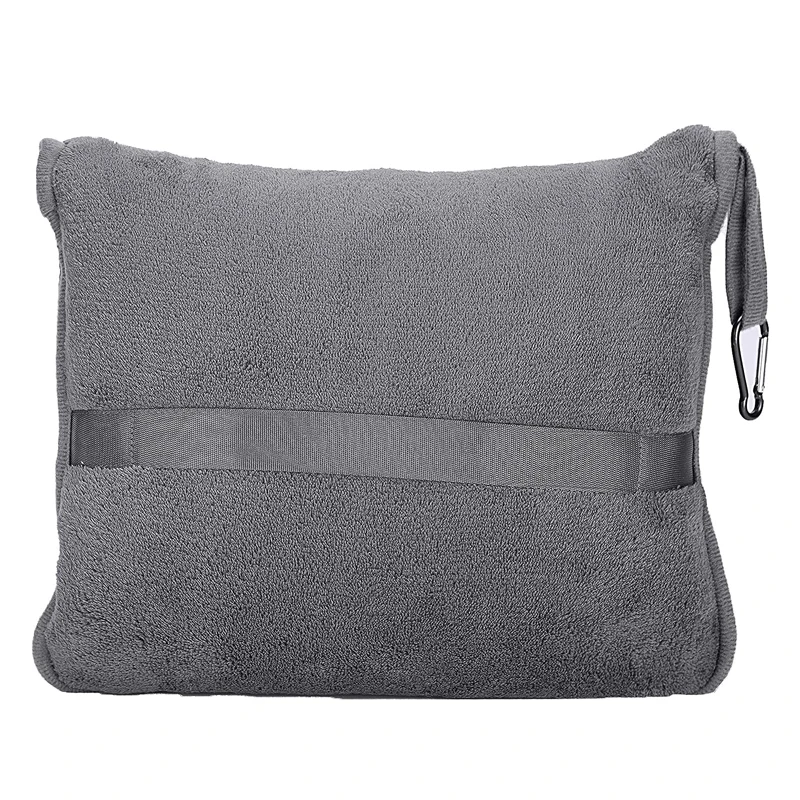 Logo Custom Blankets Premium Soft 2 in 1 Hand Luggage Sleeve Backpack Clip Travel Airplane Pillow Blanket With Strap