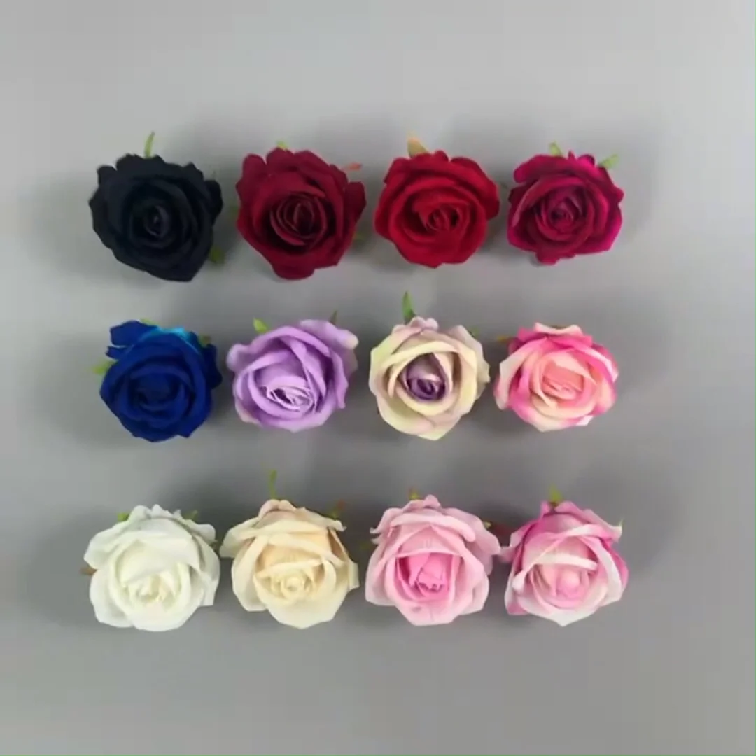 Artificial Red Velvet Rose Flower Heads Fake Rose For Wedding Baby Show ...