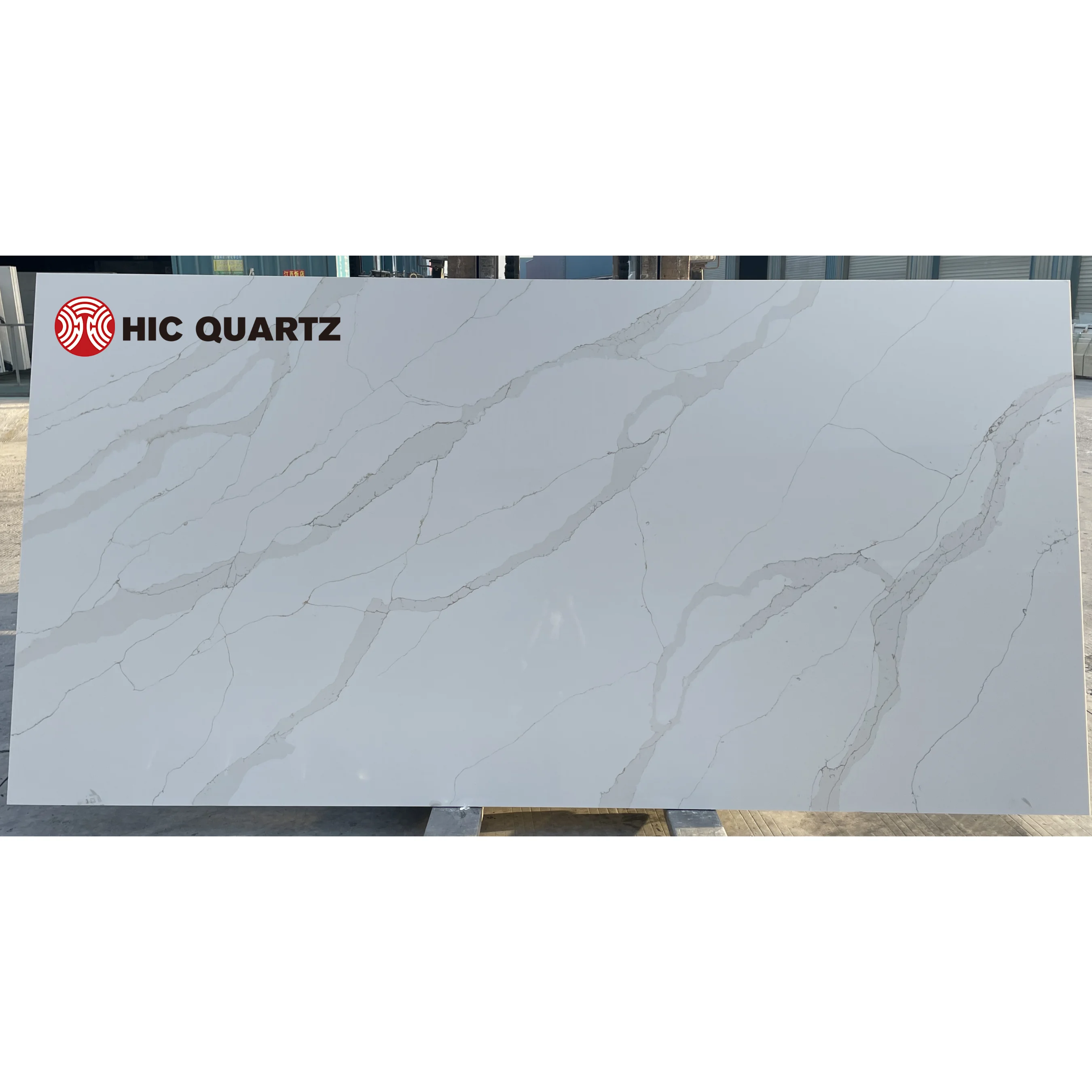 HIC Quartz Polished Quartz for Stone Kitchen Countertops Artificial Calacatta Gold Quartz Slab