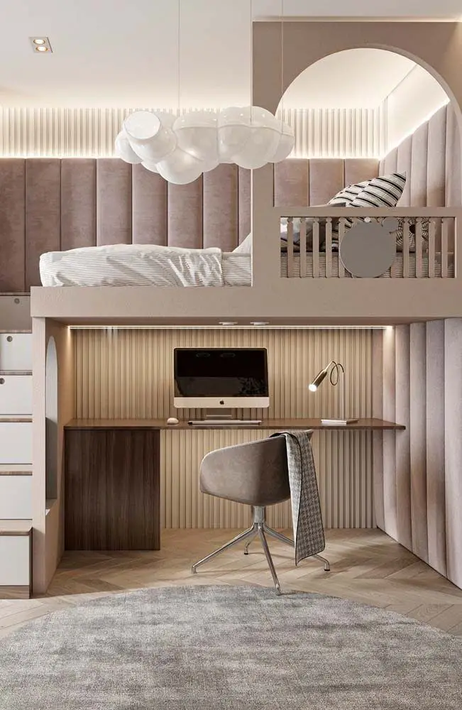 Picture of Modern Loft Bed with Sofa for Teenager Rooms - Stylish Storage ...
