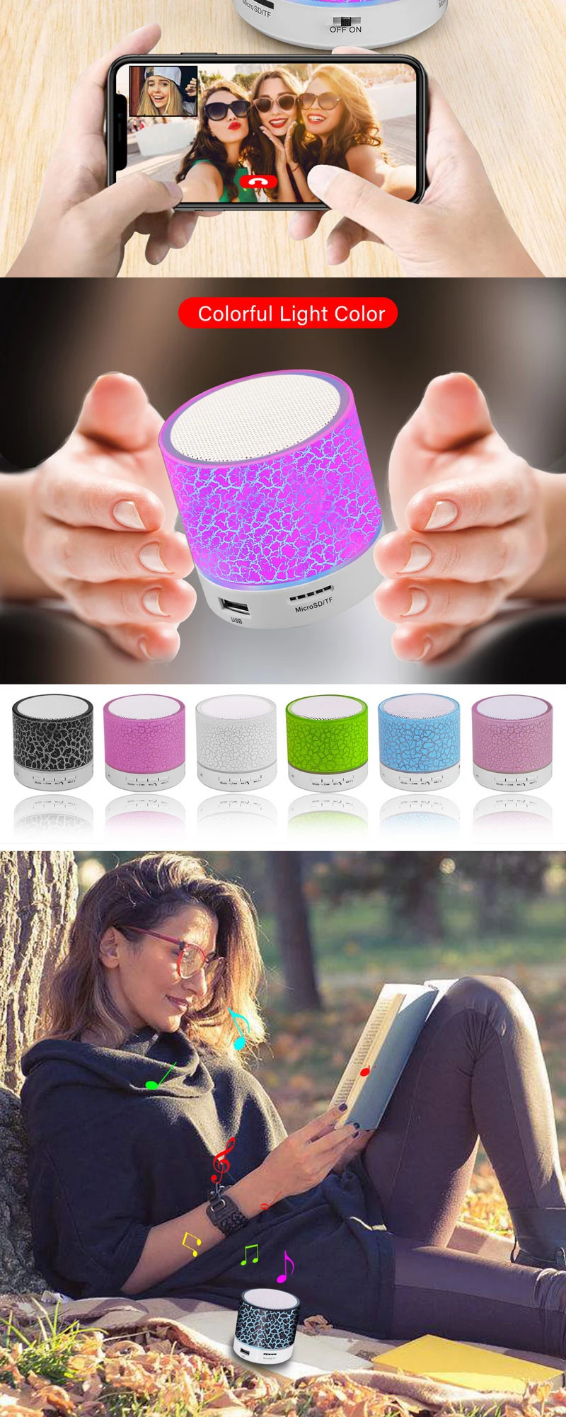 PSDA Wireless Speaker Led Portable Mini Wireless Speaker Player USB Radio FM Mp3 Music Sound for PC Mobile phone Xiaomi