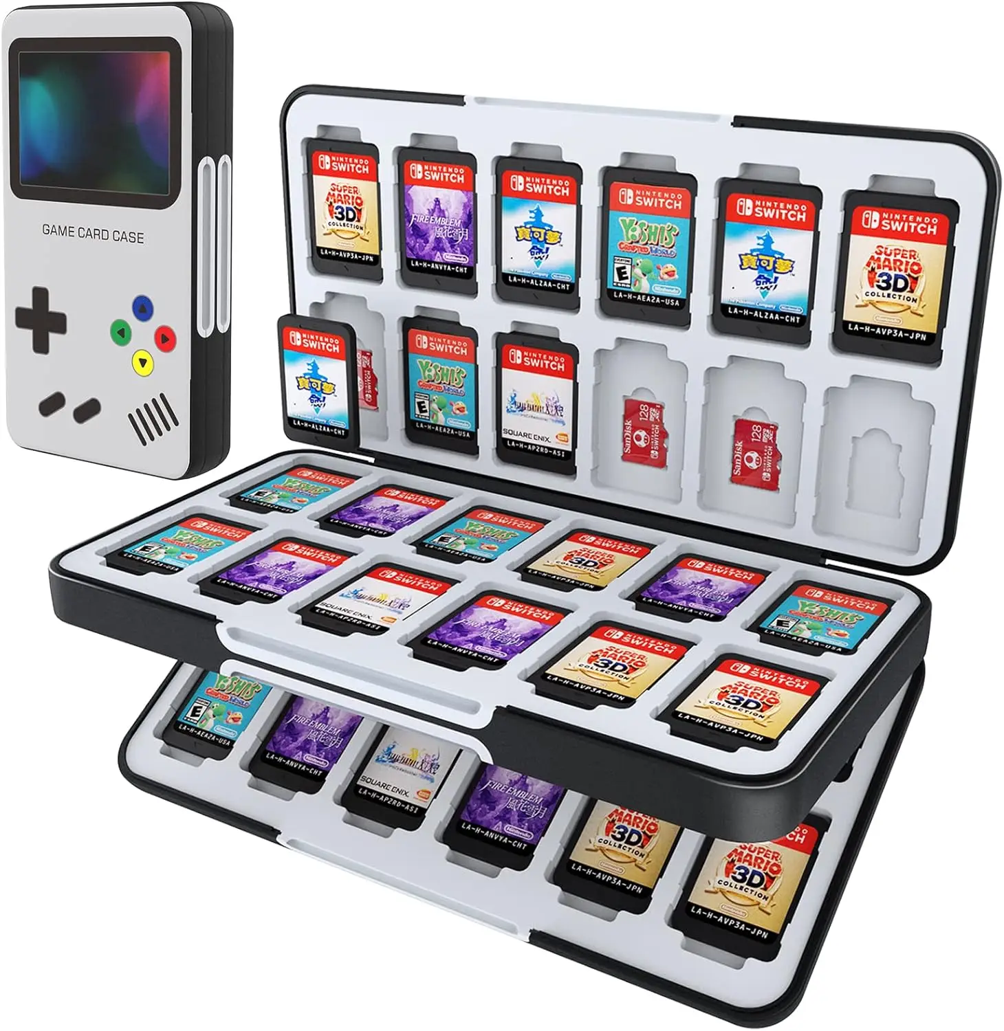 product customized pattern game card storage box with 48 game card slots and 24 micro sd card slots for nintendo switch oled lite-32