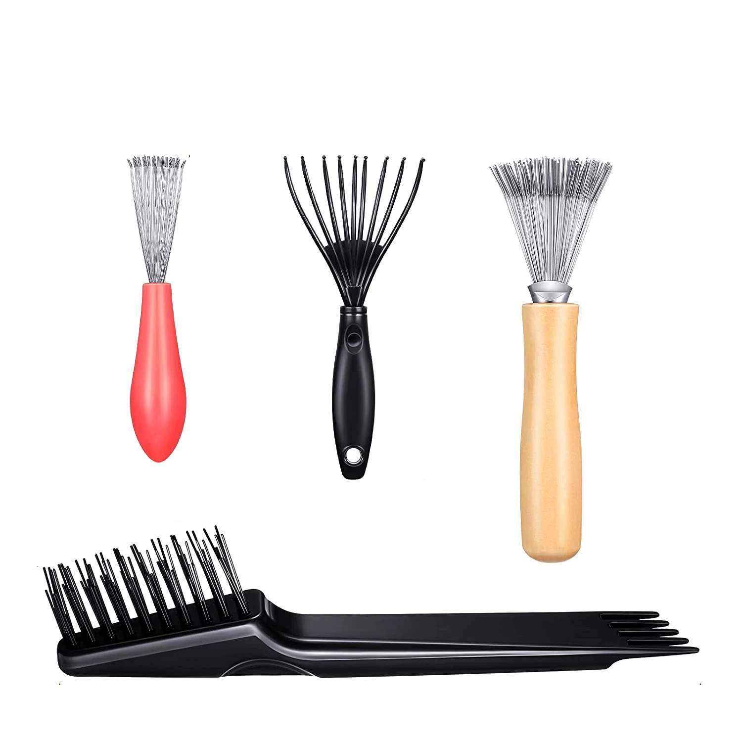 4 Pack Cleaning Rake Comb Cleaner Hair Brush Cleaner Tool For Removing