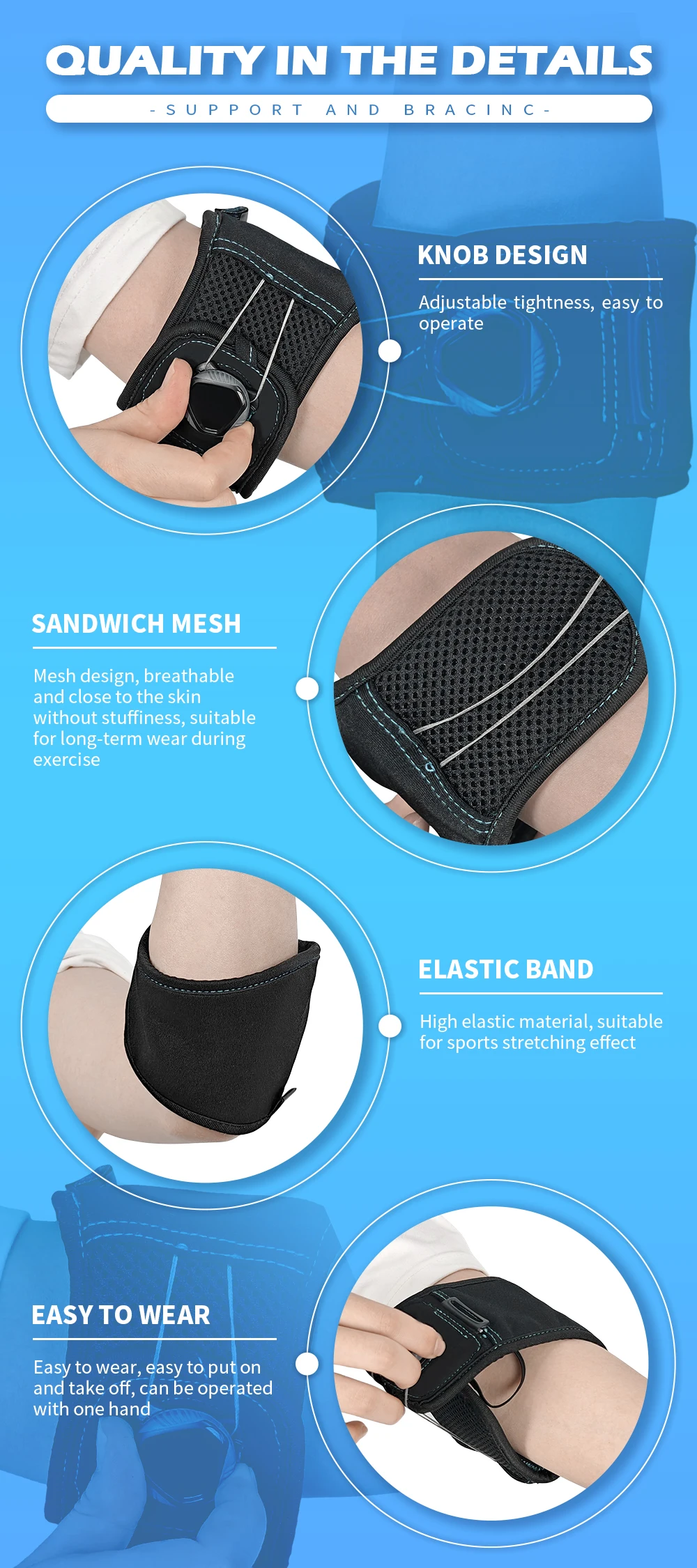 Elbow Support Sleeve For Sports Running Tennis Elbow Brace With