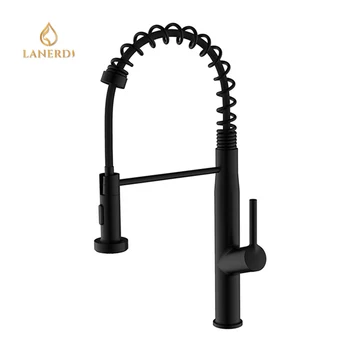 Brass Black Kitchen Faucet Deck Mounted Single Handle Pullout Spring Design Kitchen Sink Faucet Grifo de Cocina Robinet Torneira