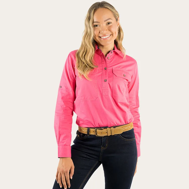 Women's 100 Cotton Work Blouses Shirts Australia Country Classic Long