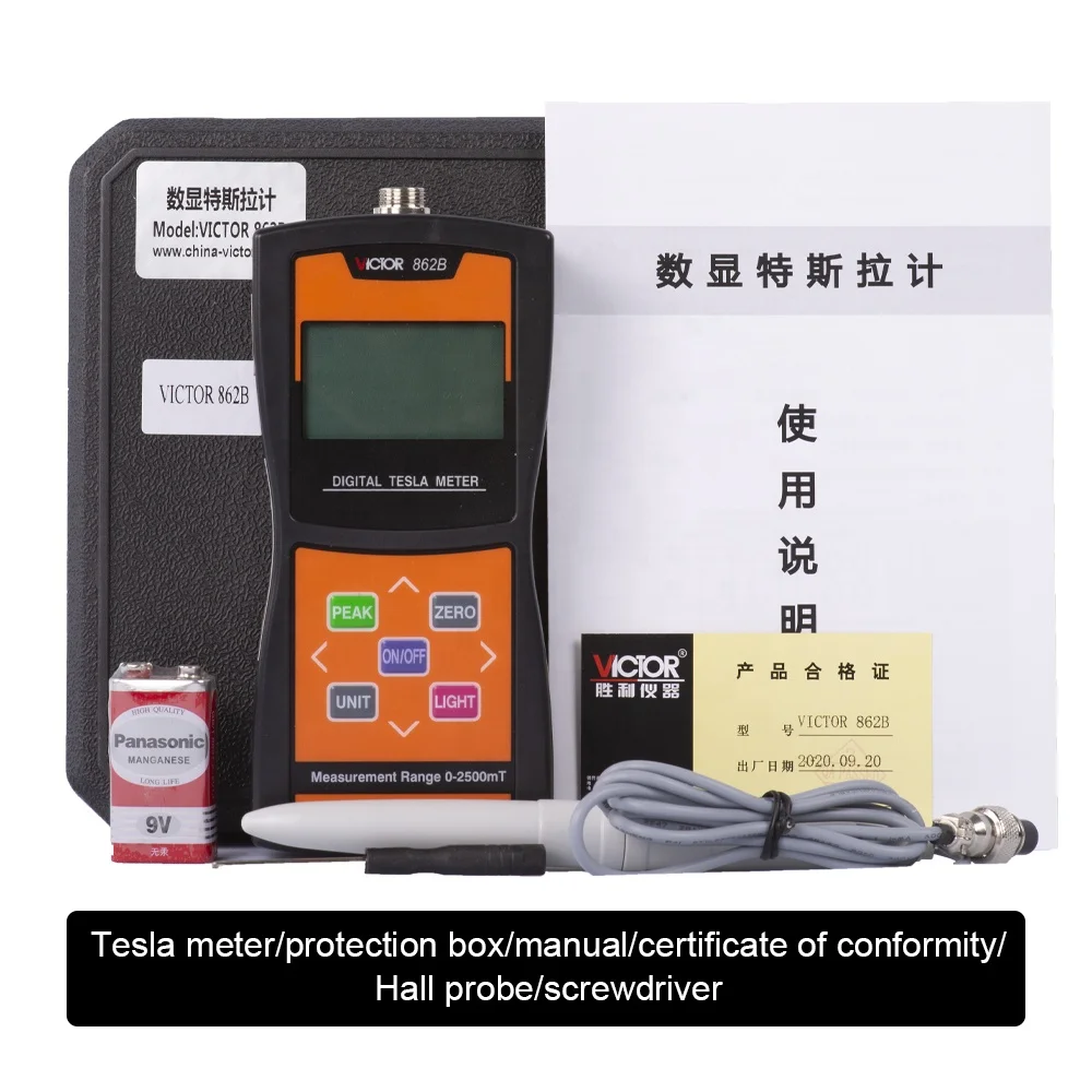 VICTOR 862B Handheld Gauss Meter Portable Digital Teslameter Buy Hall Effect Probe Gauss tesla Meter for Testing Magnets