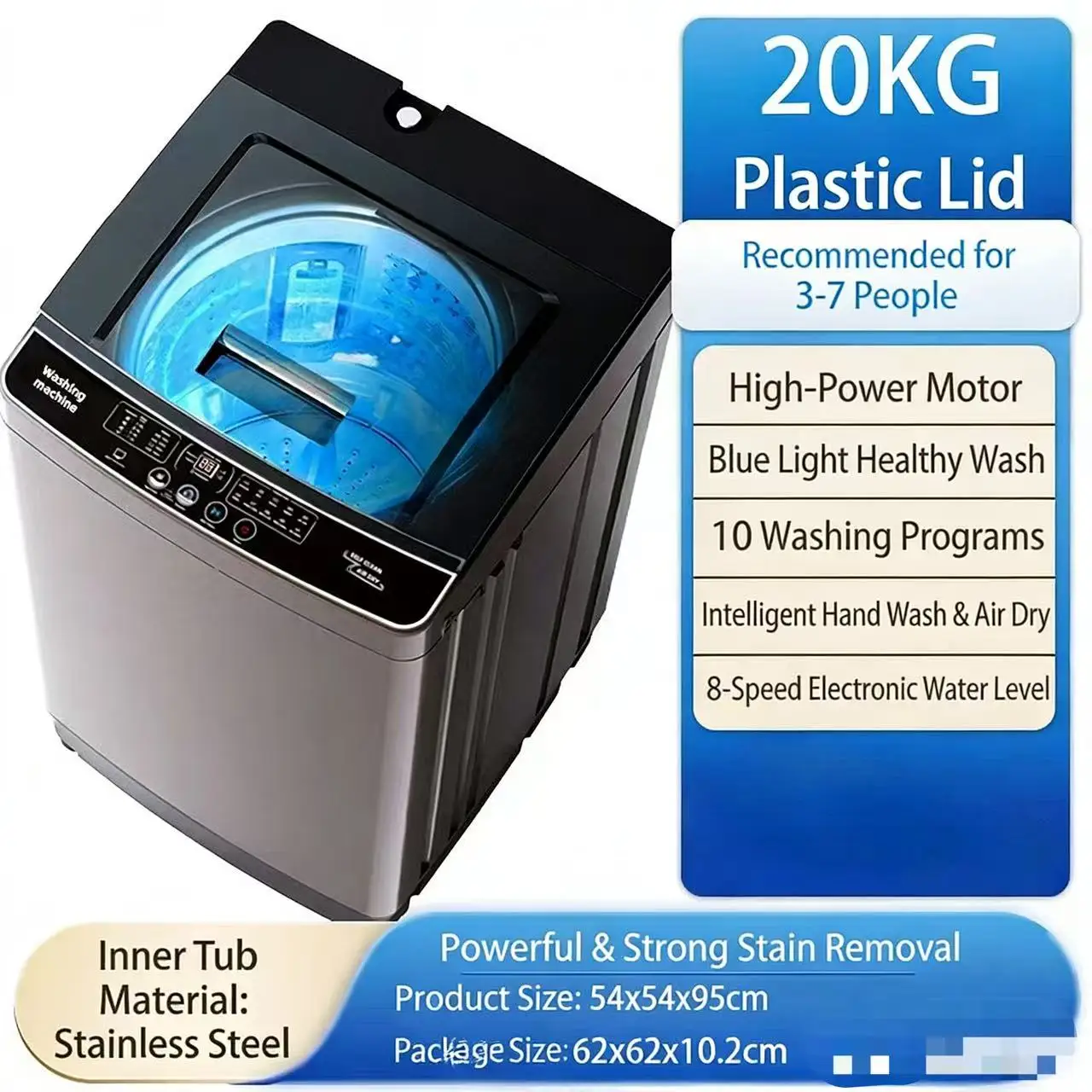 Full-Automatic Small Pulsator Household Washing Machine with Large Capacity Elution Dryi