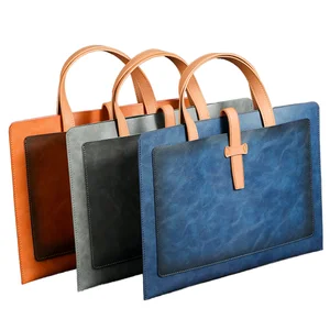 Fashion PU Leather Document Organizer Bag Waterproof Portable Office File Bag for Office School Supplies