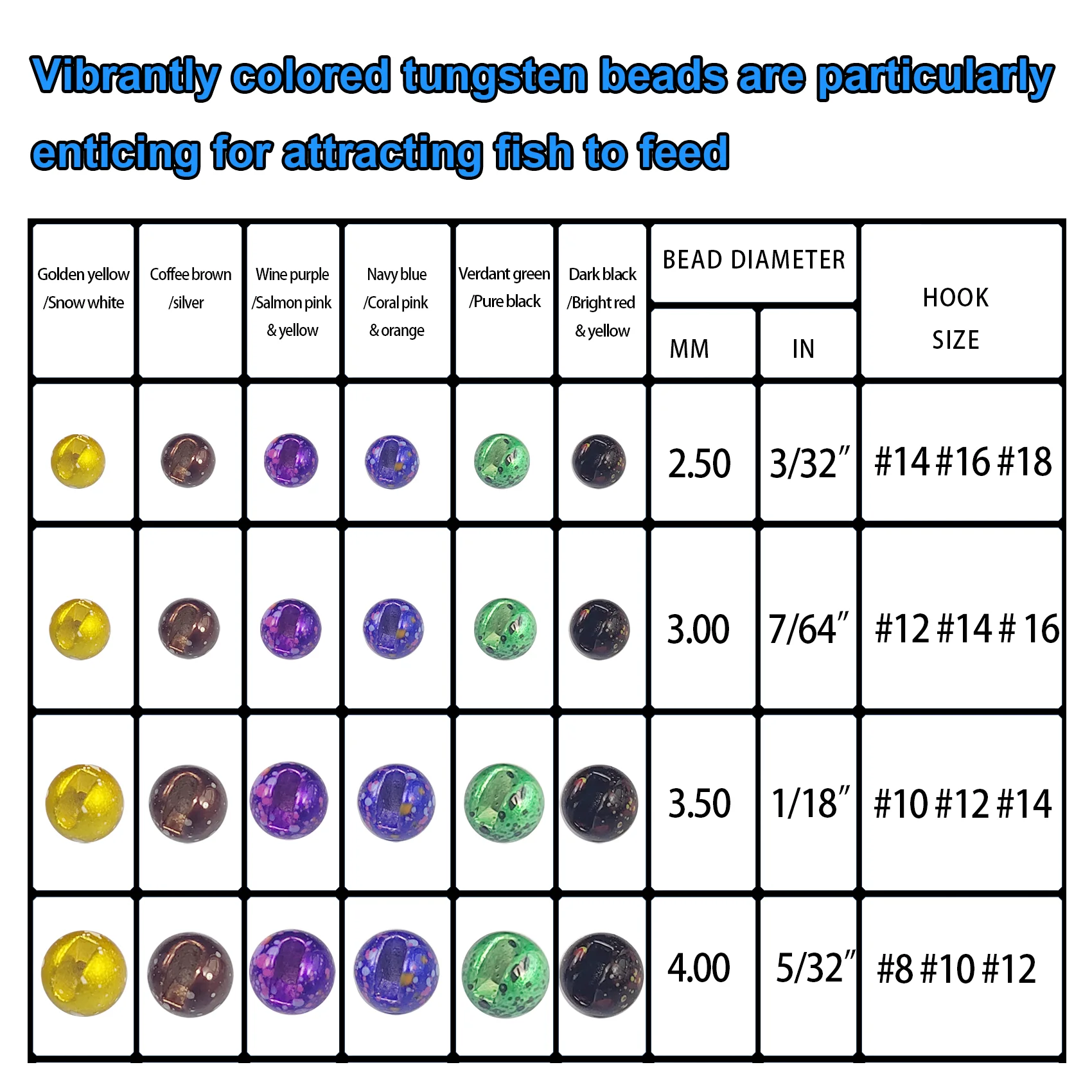 Fly Tying Beads Slotted Tungsten Bead Size Chart Tungsten Slotted