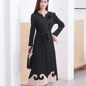 Manufacturer Offers Wholesale of 2025 Autumn New Women's High-quality Long-sleeved Pleated Dress