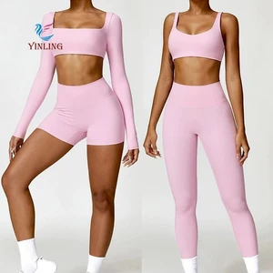 High Waist Quick Drying Legging Running Sports Gym Fitness Clothing High Elasticity Yoga Tight Fitting Two Piece Set Yoga Suit