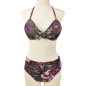 Floral Design Beachwear Swimsuit for Ladies Sexy Backless Micro Bra Bathing Suit Hawaiian Style Two Piece Women's Bikinis Set