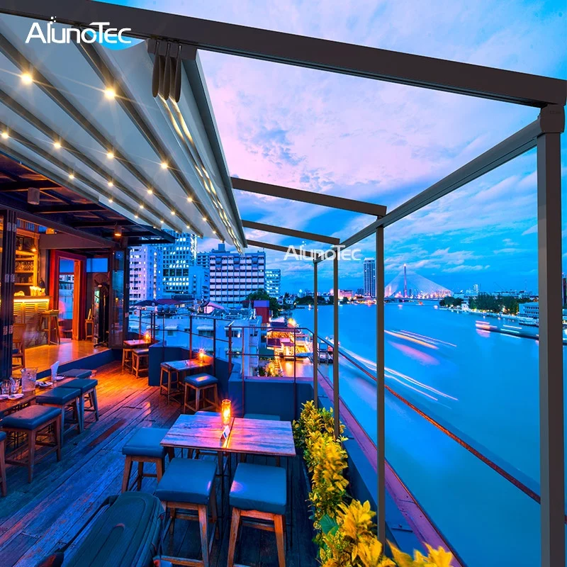 Easy Assembly Powder Coating Motorized Outdoor Folding PVC Awning Pergola Retractable Roof