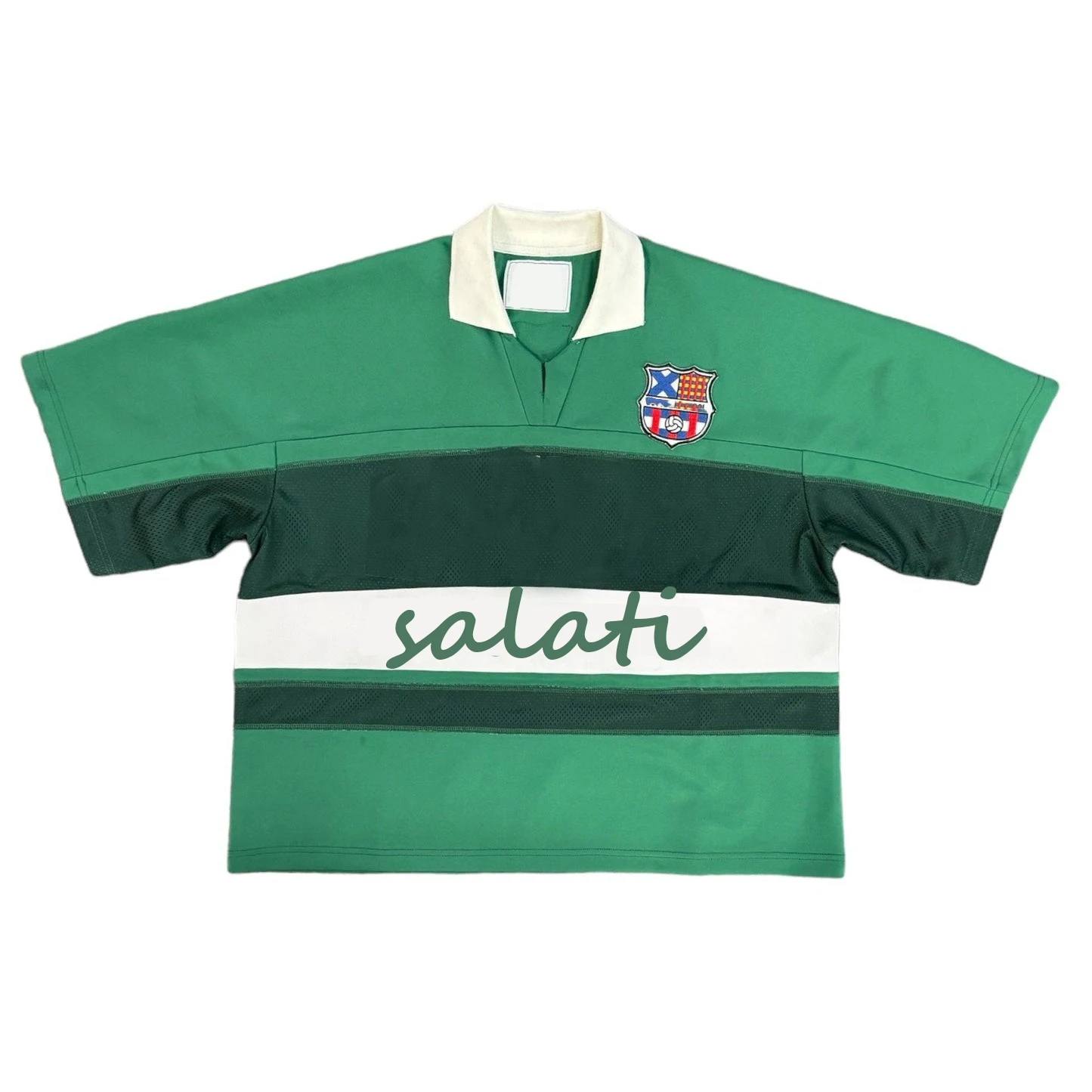 Salati Custom Men's T-shirts Streetwear Boxy Fit Oversized Cotton Retro Mesh Knit Cropped Jersey Shirts Football Soccer Jersey gallery 3