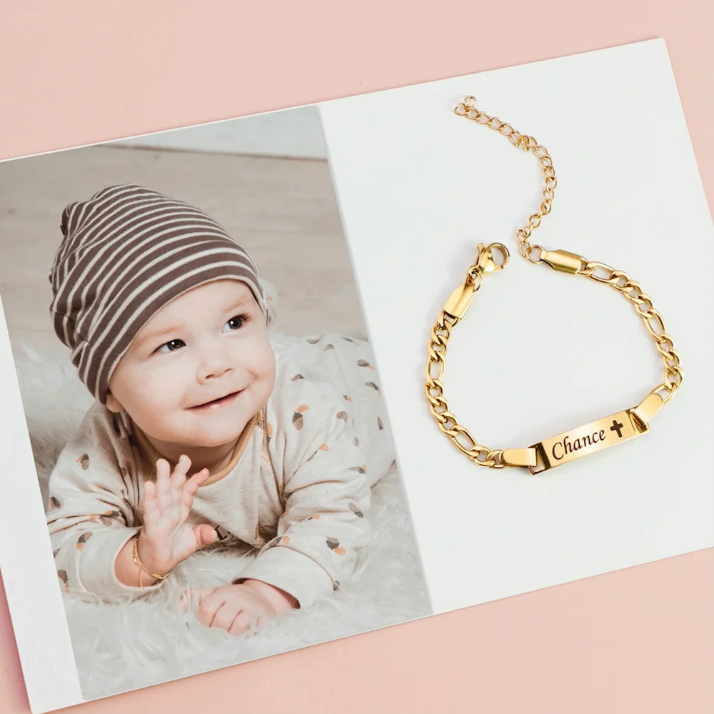 Custom Baby Name Bracelet Gift Adjustable Child Gold Bracelets Solid