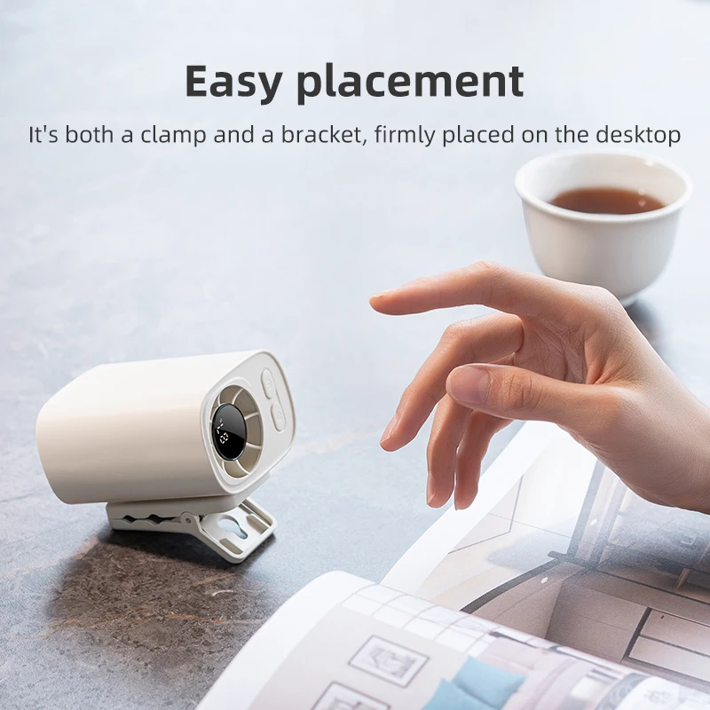 New USB Rechargeable Battety Umbrella Clamping Pocket Foldable Fans Portable LED Display Small Handheld Fan