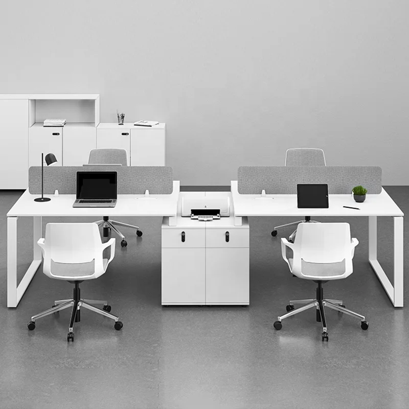 Modern Minimalist Open Work Space Workstation White 2 4 6 Person Office Work Station for Staff