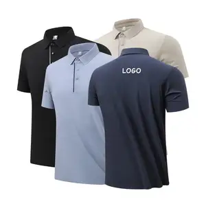 Customized Polo Shirt High-end Feel for Men's Business Ice Silk T-shirt Men's Collar Loose Printing Top Fitness Short Sleeves