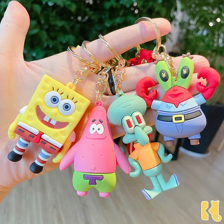 Cartoon Creative Pvc Spongebob Stereo Doll Key Chain Bag Pendant Cute ...