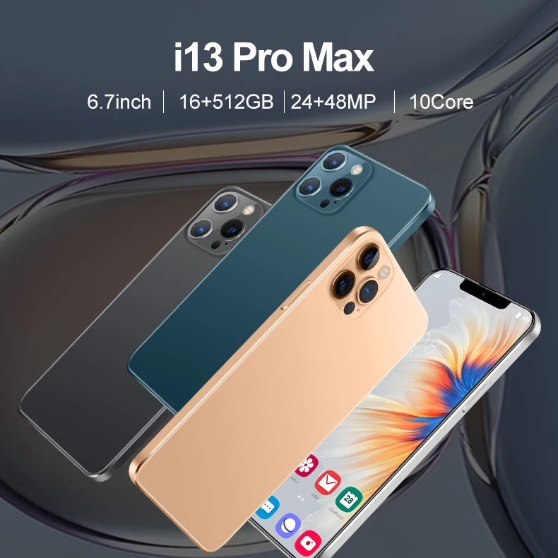 I13 pro max 6 7 дюймов 10 0 Смартфон android уход за кожей лица/отпечатков пальцев разблокированная 16 ГБ 512 mtk6592 окта ядро двойная мобильных