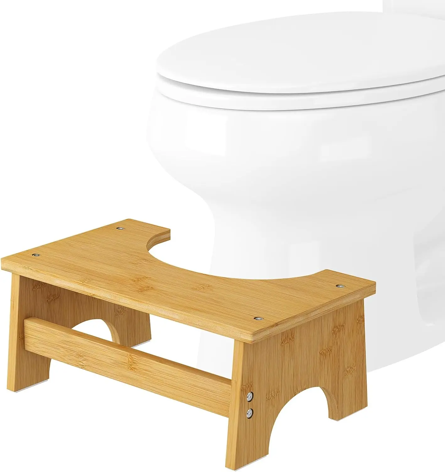 Sturdy Convertible Bamboo Poop Stool for Bathroom Toilet Squatting Foot Stool for Adults