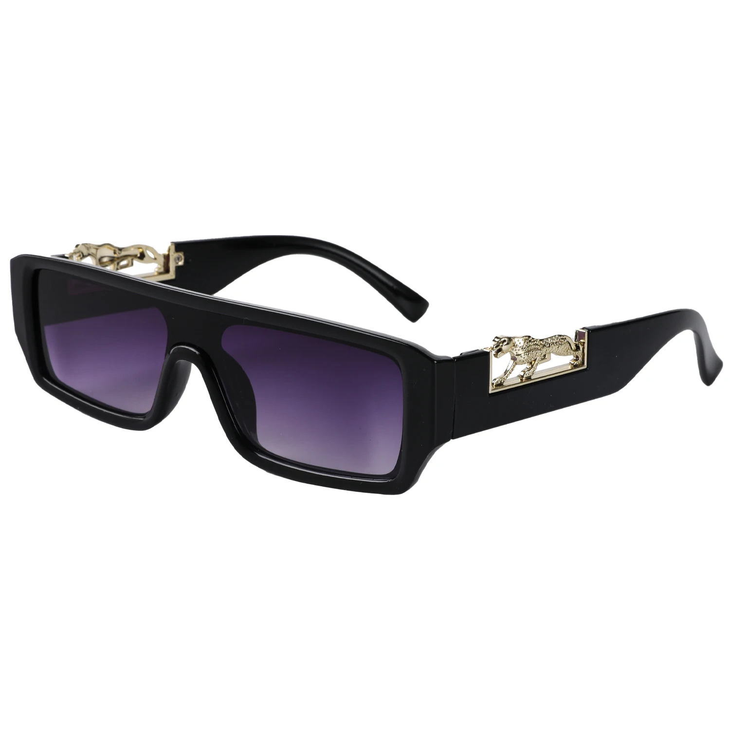European And American Metal Leopard Head Small Frame Sunglasses Women ...