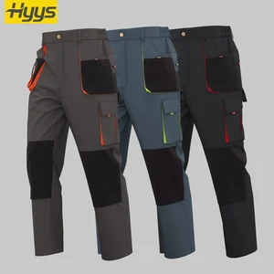 Men Outdoor Hiking Worker Trousers Multi Pockets Polyester Wear Resistant Safety Work Clothes Cargo Pants Custom Logo Workwear