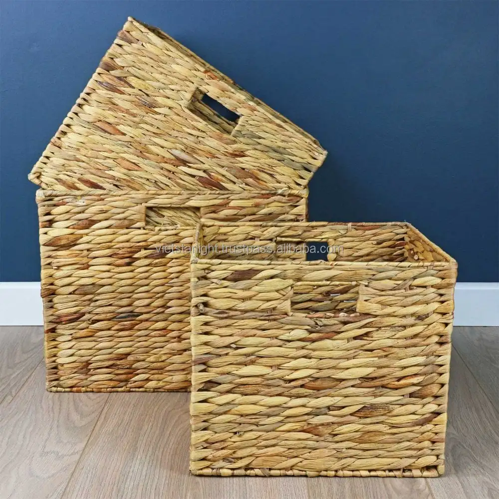 Foldable Water Hyacinth Basket Storage Baskets Made Of Water Hyacinth