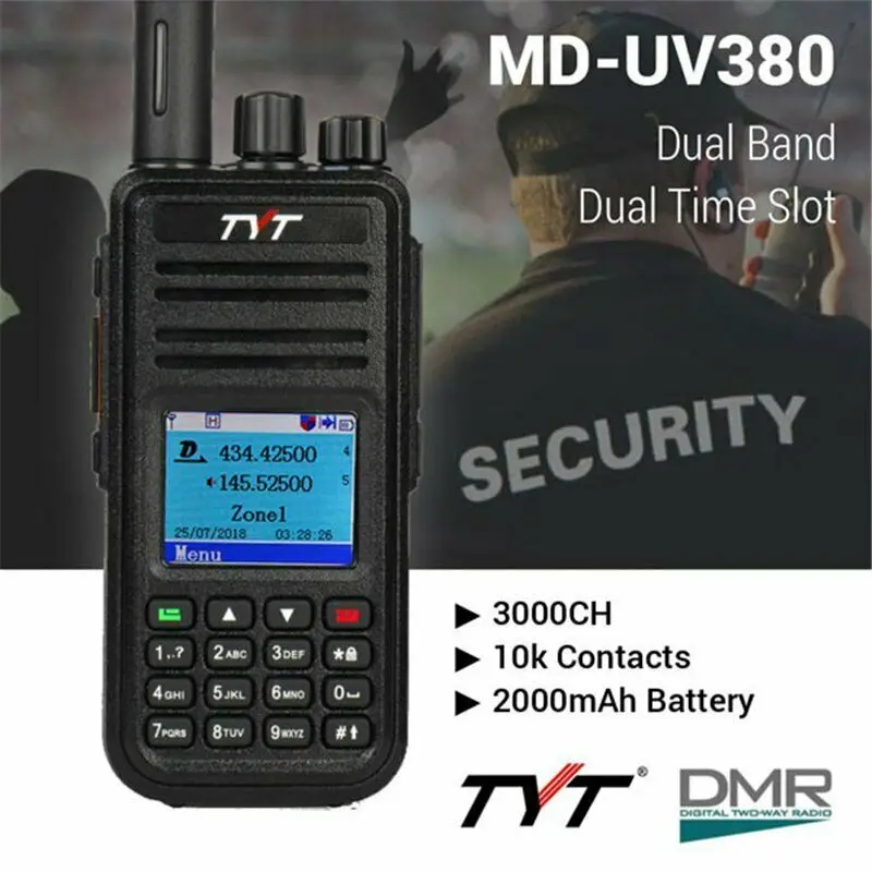 新しいTYT MD-UV380 DMRデジタルモバイルラジオデュアルバンドUHFVHF