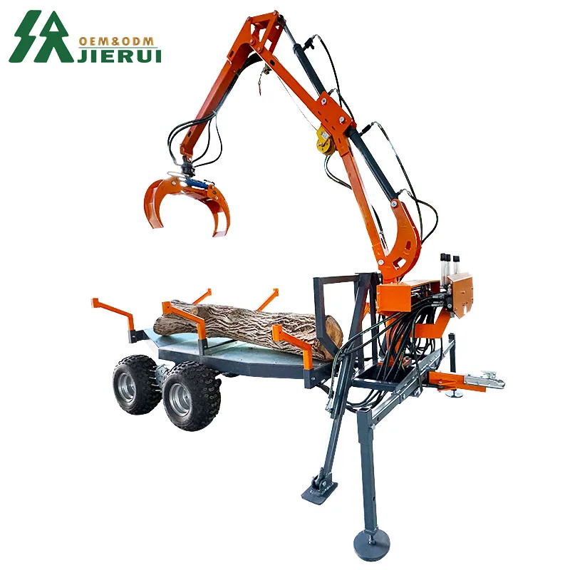 Gasoline Diesel Electric Timber Loading Traile with Grapple Boom Timber Crane with Winch Loading Trailerfor Sale