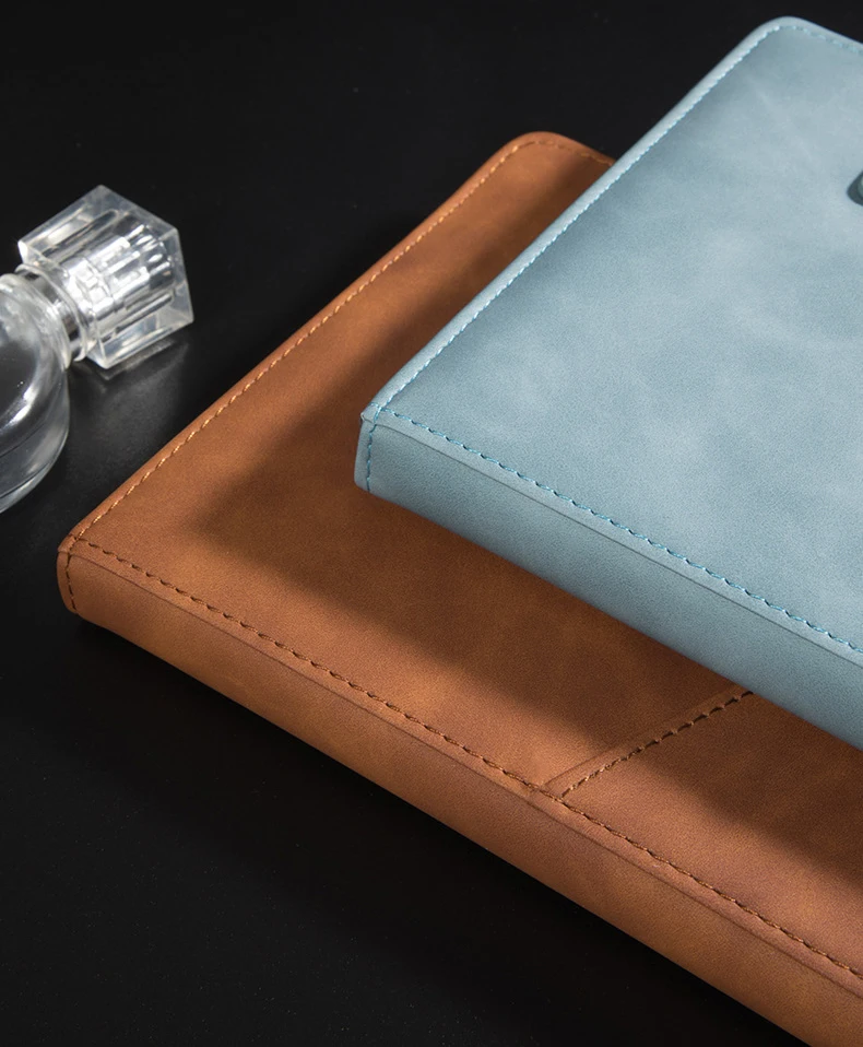 Promotion custom logo pu leather cover agenda notebook for office school gift notebooks