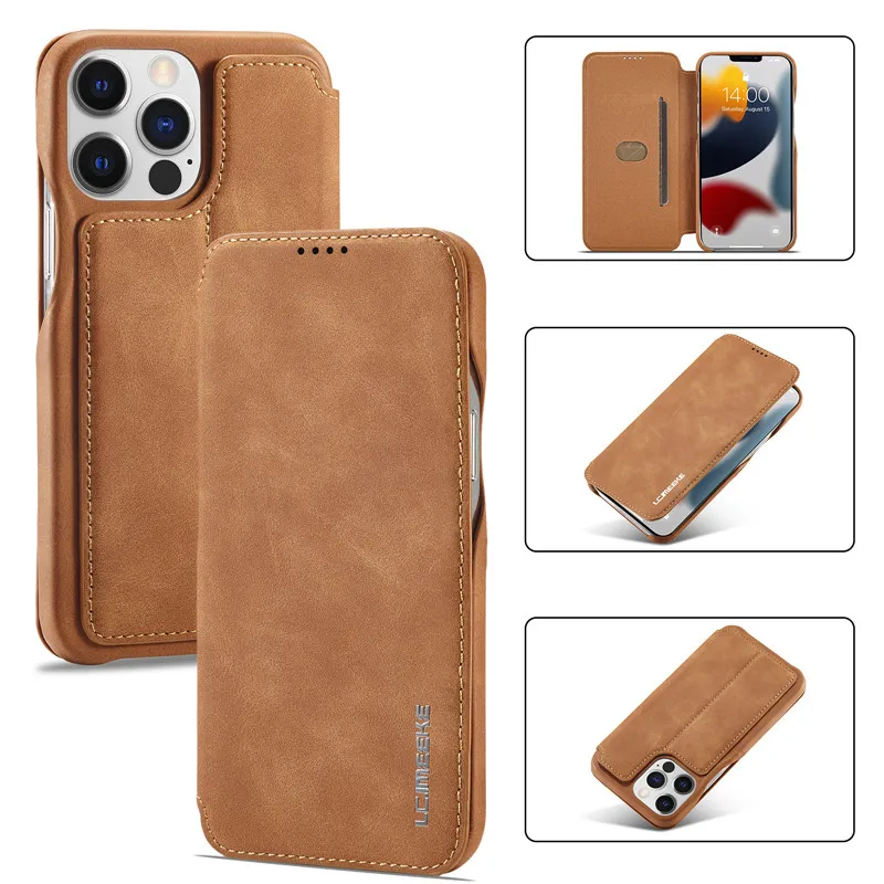 For iPhone 13 14 12 11 Pro Max XR 7 8 6 back Flip Leather Wallet