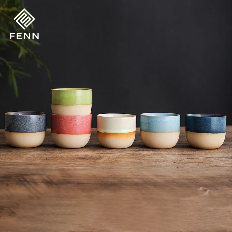 FENN Bulk Fine Porcelain Fancy Tea Cup / Wholesale Tea Cup Stoneware Coffee Mug Green Glazed Ceramic Cup Sublimation for Tea