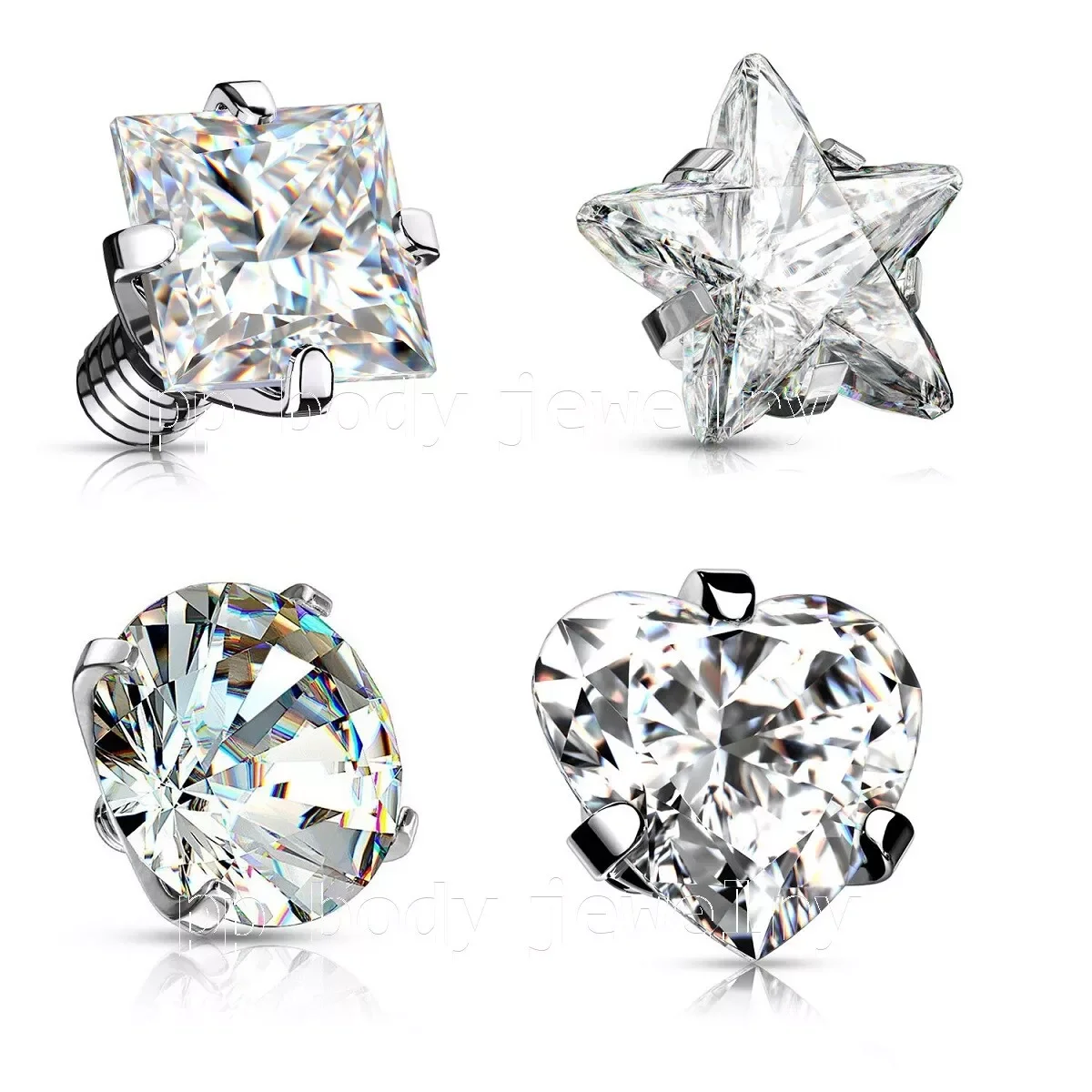 Heart Tops for Dermal Piercing Microdermal Piercing Dermal 16 Gauge Tops Microdermal Jewelry