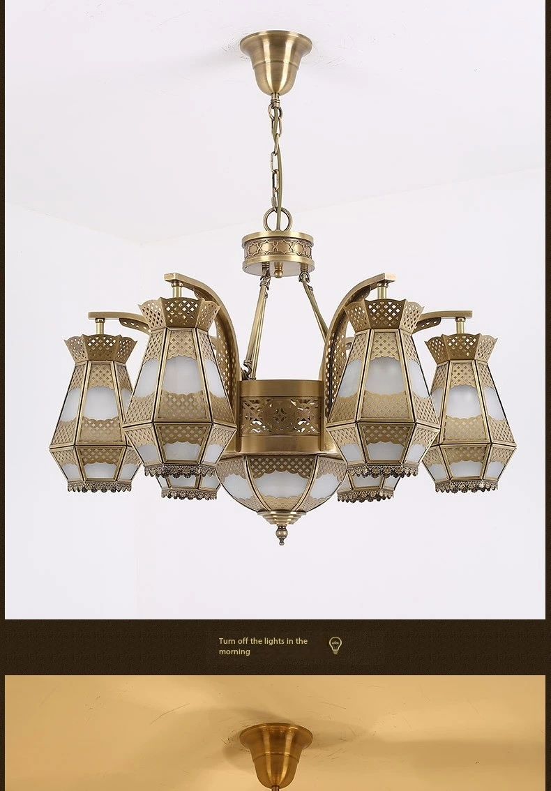 Vintage Chandelier All-copper Decorative Lamp Moroccan