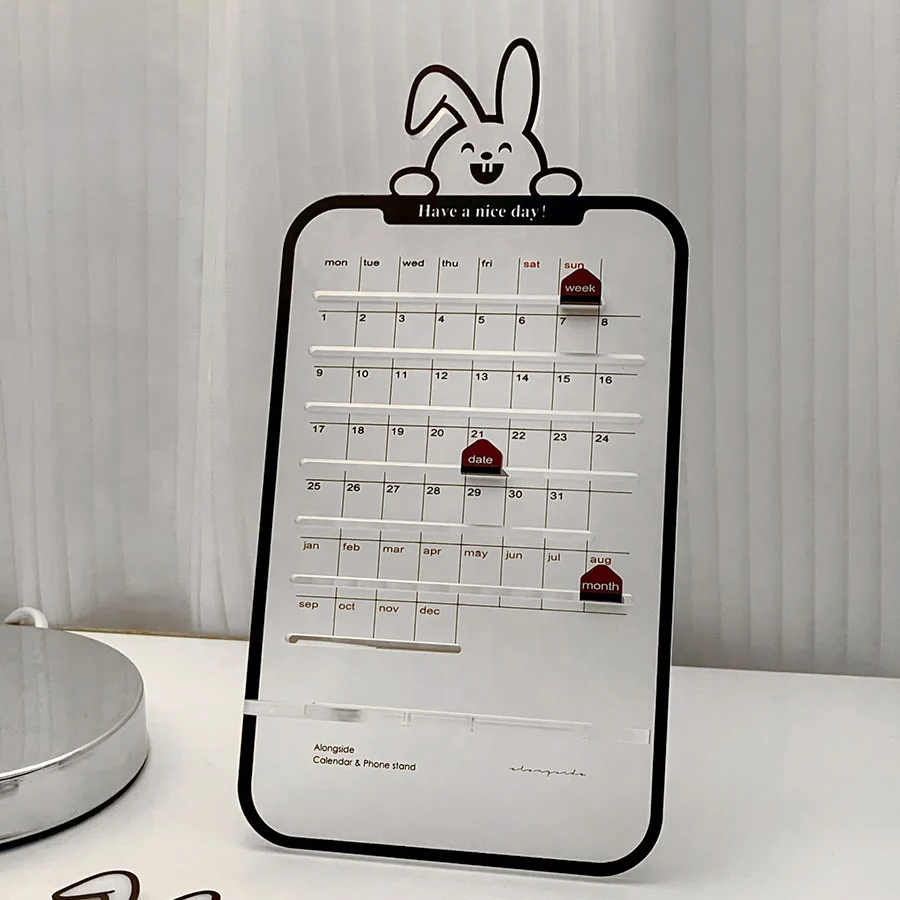 2023 креативный акриловый вечный календарь с держателем для мобильного телефона милая мультяшная скользящая Пряжка настольный настольное украшение