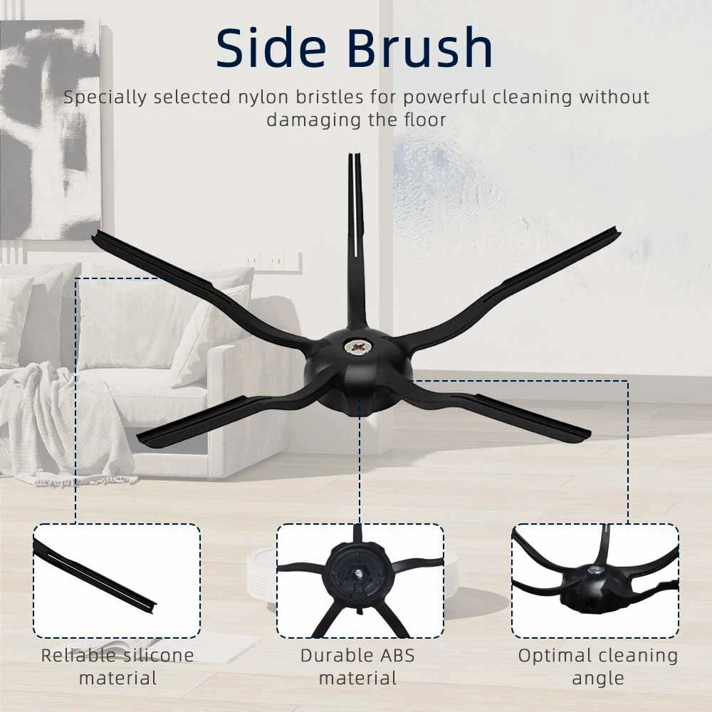Side Brush Xiaomi S55 Vacuum 5-Armed Black Side Brush Fit For