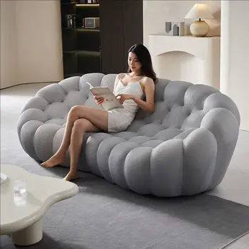 Italian Style Light Luxury Fabric Sofa Postmodern Simple Minimal Simple Apartment Living Room Bubble Sofa