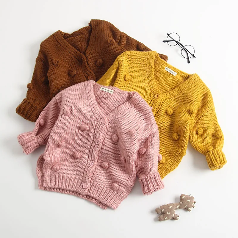 Baby Girl Boy Knit Cardigan Sweater Toddler Button Up Cardigan Long Sleeve Solid Top Fall Winter Clothes 