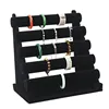 Soporte para pulseras de terciopelo negro de cinco capas, colorido