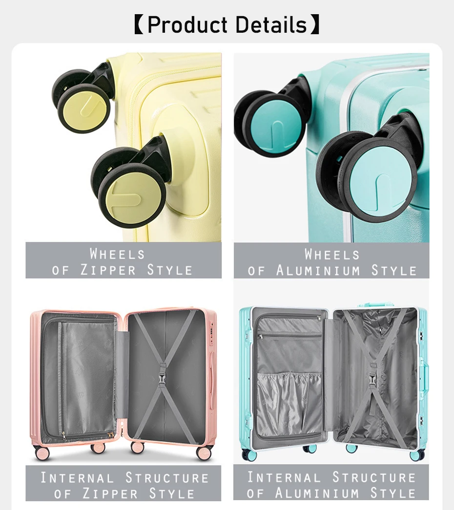 Customized Carry On Luggage Travel Bags Aluminum Luggage Suitcase Luggage Sets 3 Piece Trolley