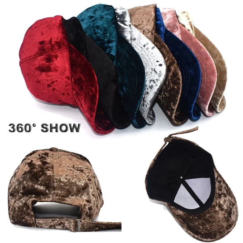 Velvet Baseball Cap 5 Panel Structured a Frame Style Sport Hat