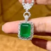 Natural emerald diamond pendant