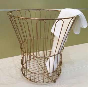 Modern Iron Hotel Towel Basket Wholesale Storage Baskets for Bathroom and Laundry for Dirty Clothes