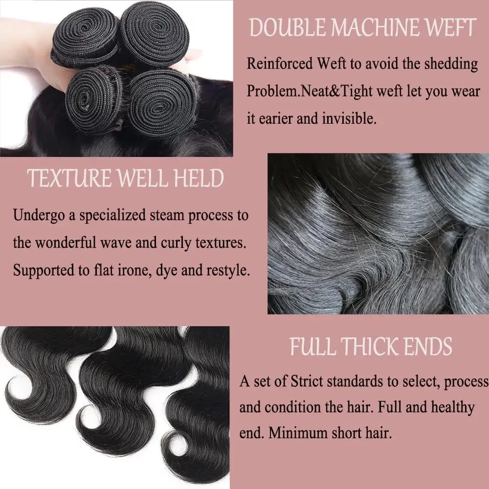 28 32 40 Zoll brasilianische Haarwebart Bundles Body Wave 100 % Echthaar Extensions Bundles Deal für Frauen_voghion.com