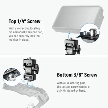 NEEWER Camera Monitor Mount with 3/8" ARRI Locating Thumbscrew, 1/4" Screw for 5" & 7" Monitor Compatible with Atomos Ninja V detail image